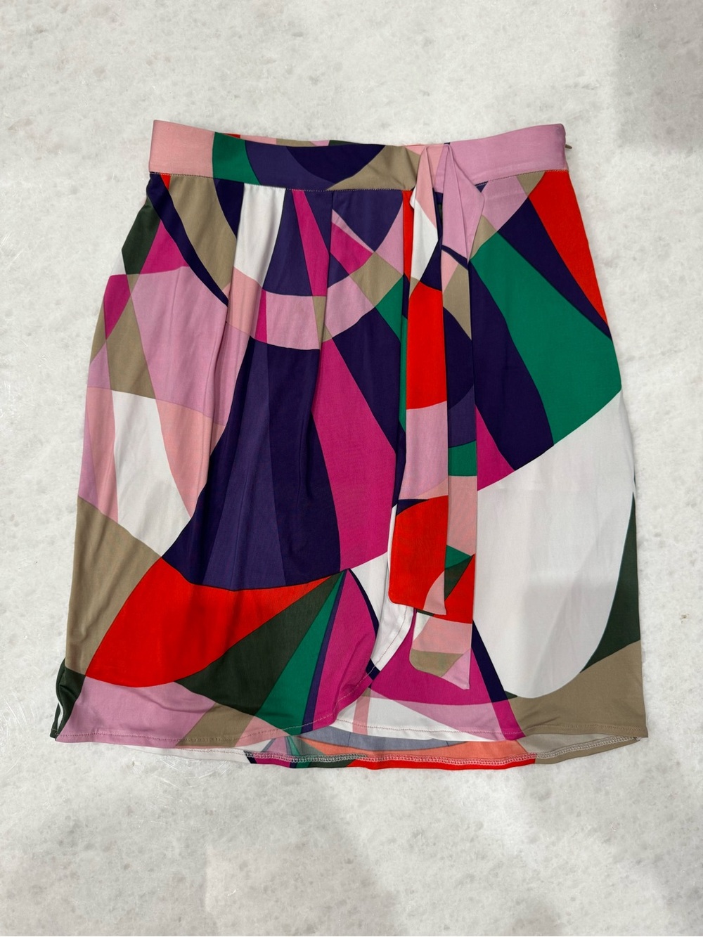 Abstract Multicolor Mini Skirt with Side Tie